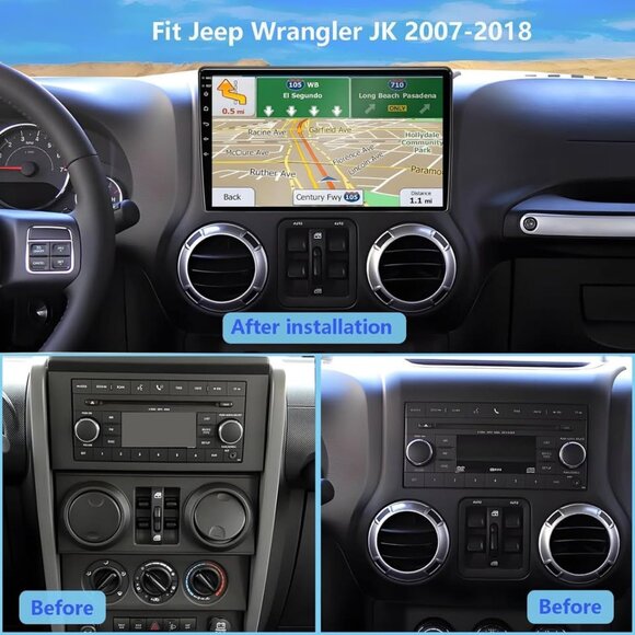 Jeep Wrangler JK 2007–2018 10.2” Android 14 Touchscreen Radio – Wireless - Picture 8 of 8